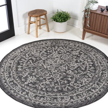 Malta Bohemian Medallion Textured Weave Indoor/outdoor Round Rug
